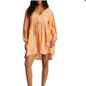 Billabong Orange Floral V-Neck Dress